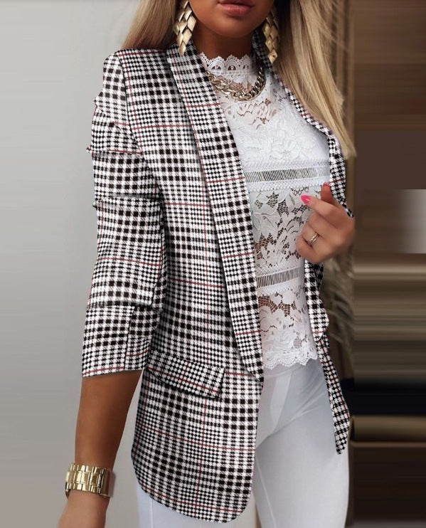 Veste de costume cardigan femme à revers étroits
