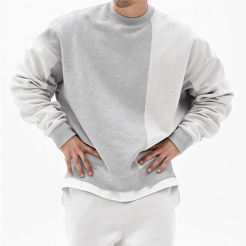 Men's Loose Round Neck Pullover Sweater Cotton Blend