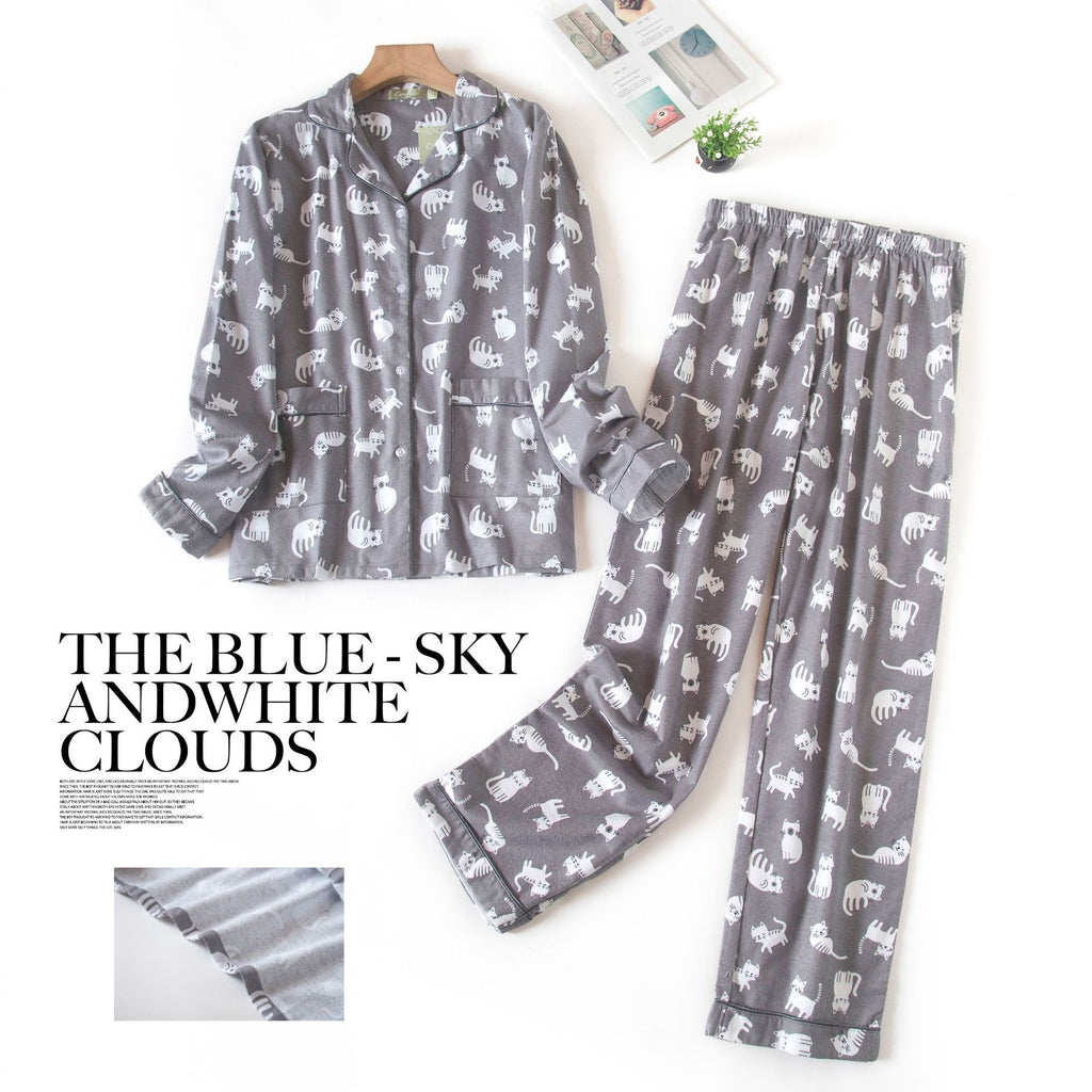 Ensemble de pyjama en flanelle à manches longues pour femme