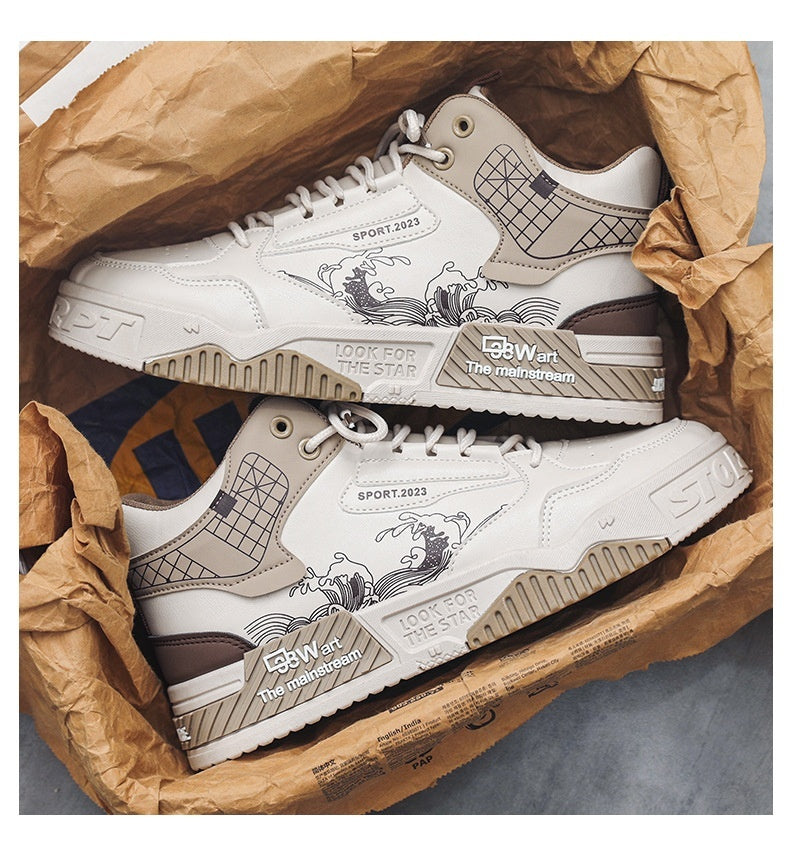 Chaussures de sport montantes décontractées d'été pour homme, beiges, blanches et bleues