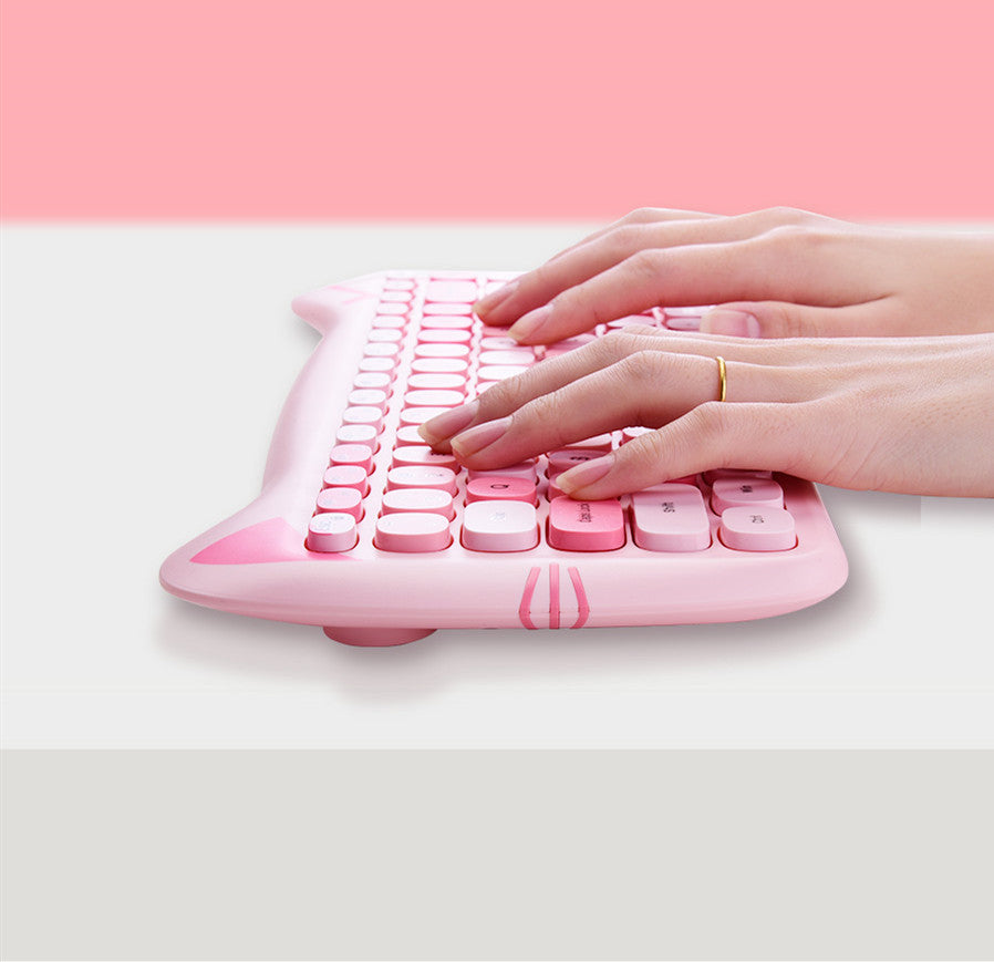 Gezzer Cute Girl Wireless Keyboard Mouse Set Macaron Jelly Slim Mute Portable Office
