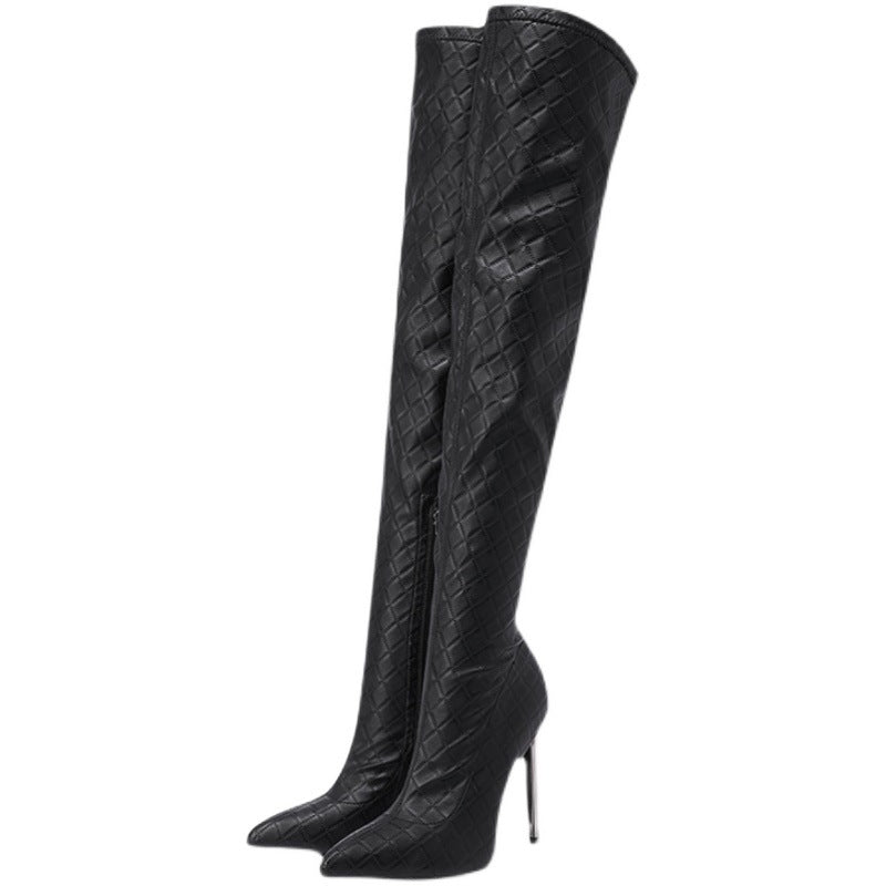 Bottes hautes extensibles noires amincissantes avec talon aiguille fin – Automne & Hiver