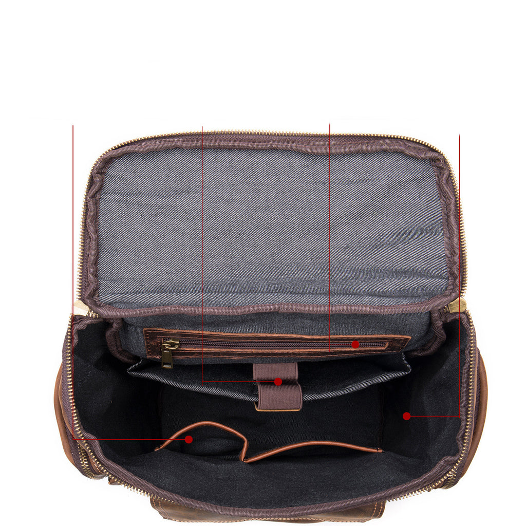 Vintage Crazy Horse Leather Backpack for Men - Coffee