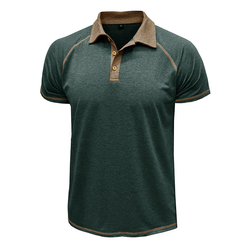 Men's Short-Sleeve Lapel Polo T-Shirt Polyester Fiber