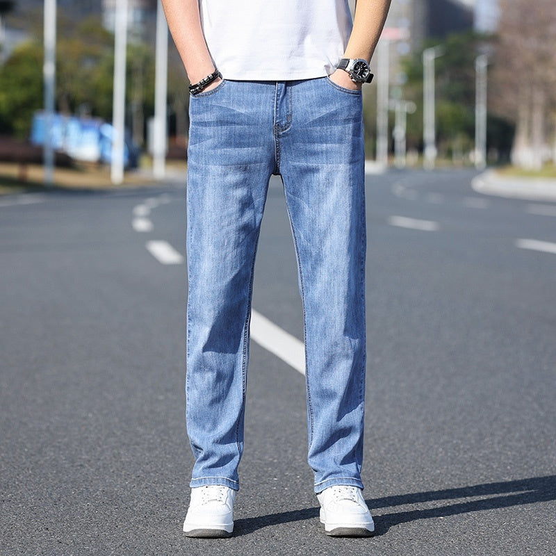 Thin Stretch Denim Tapered Business Casual Trousers