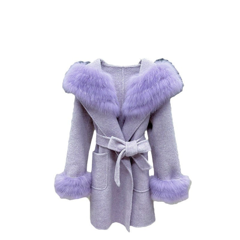 Women's Autumn Winter Sheepskin Woolen Slim Fit Coat