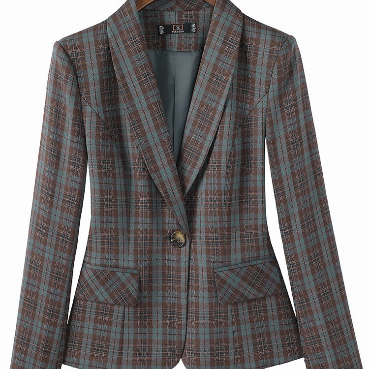 Plaid Slim Fit Coat for Women