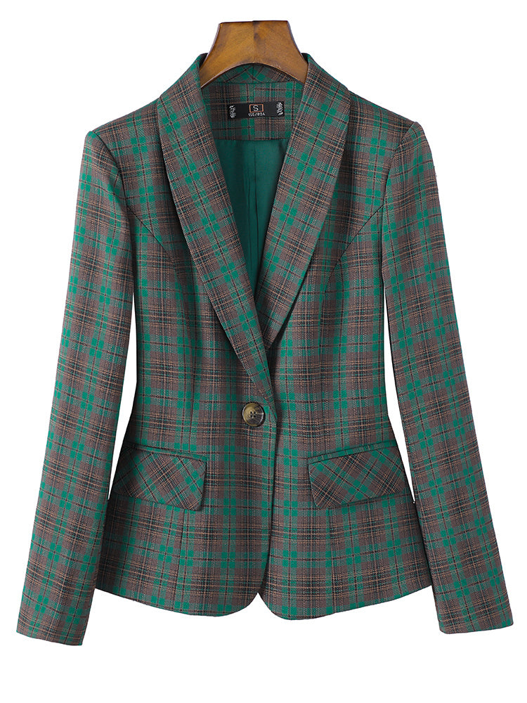 Plaid Slim Fit Coat for Women