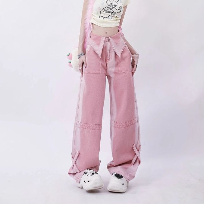 High Waist Loose Slimming Straight Jeans for Women