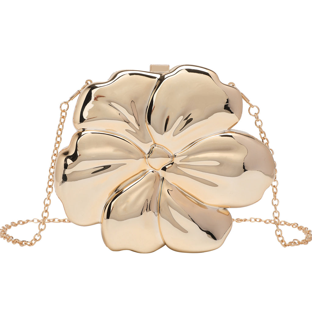 Flower Acrylic Round Hard Clutch Chain Crossbody Bag