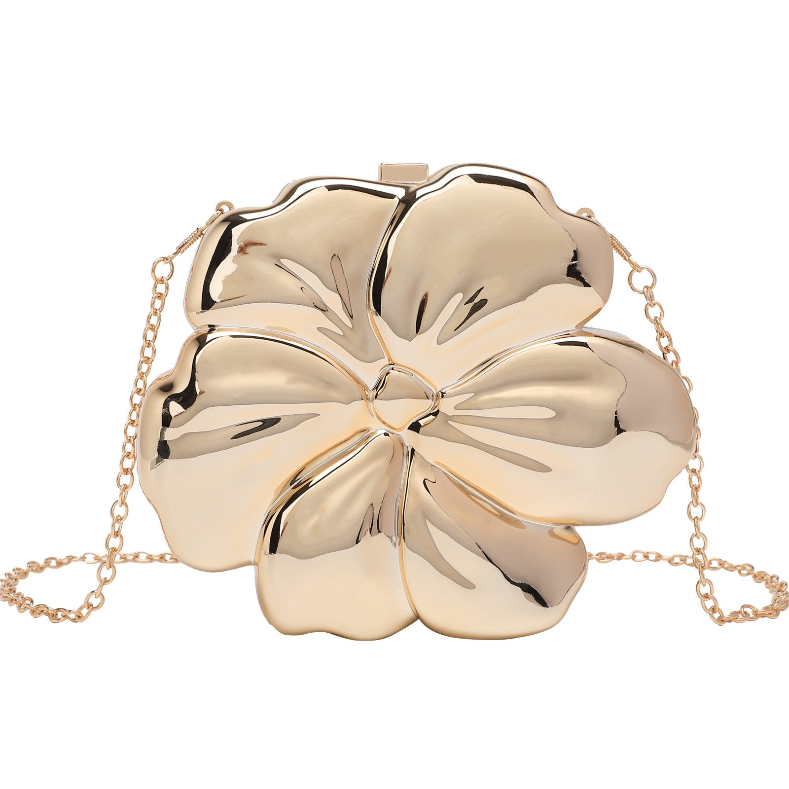 Flower Acrylic Round Hard Clutch Chain Crossbody Bag