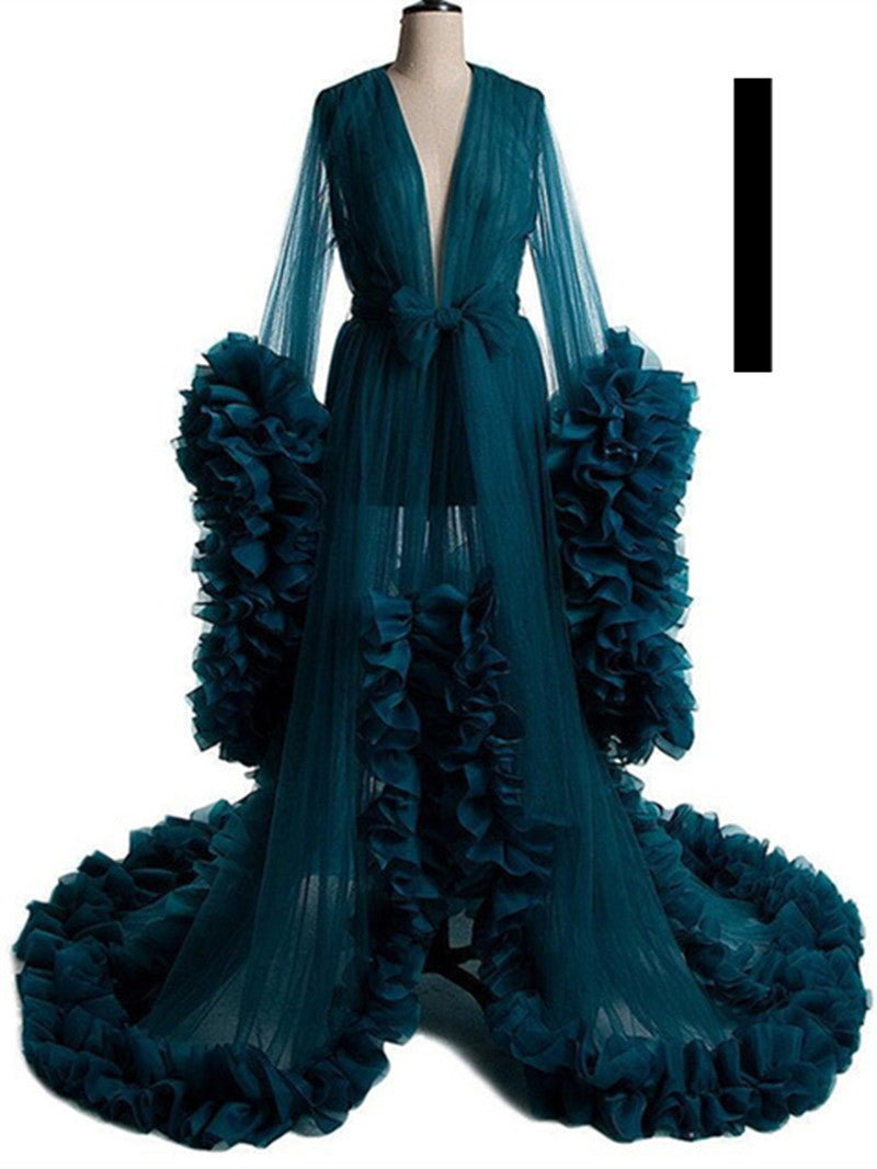 Long Tulle Robe for Pregnant Women Polyester Fiber