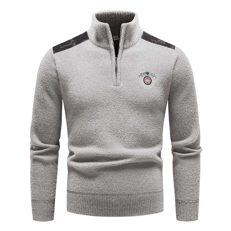 Men's Thickened Velvet Stand Collar Sweater Winter Pullover