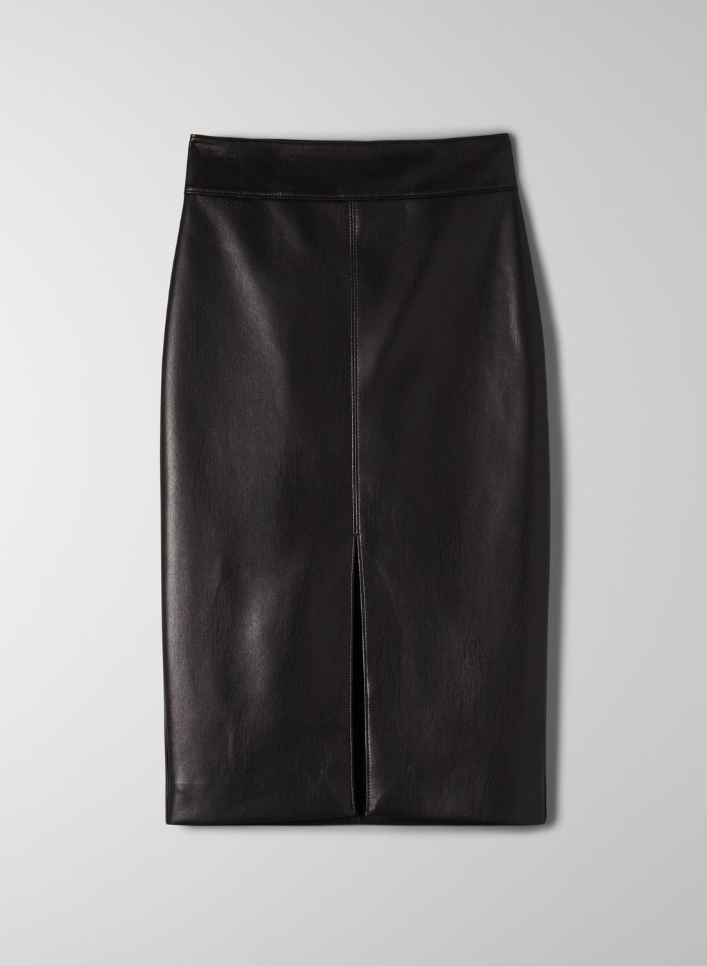 French Style Temperament Black PU Leather Pencil Skirt for Women