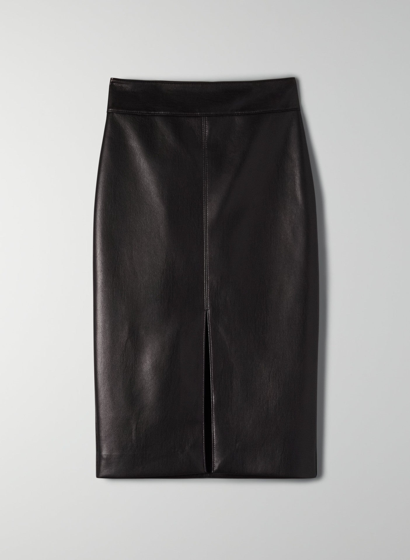 French Style Temperament Black PU Leather Pencil Skirt for Women