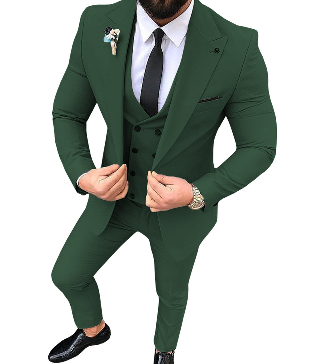 Men's Slim Fit Business Suit with Collar - Multiple Colors & Sizes