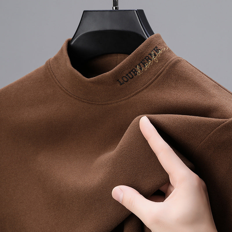 Men's Half-high Collar Long Sleeves Double-sided Dralon Bottoming Shirt