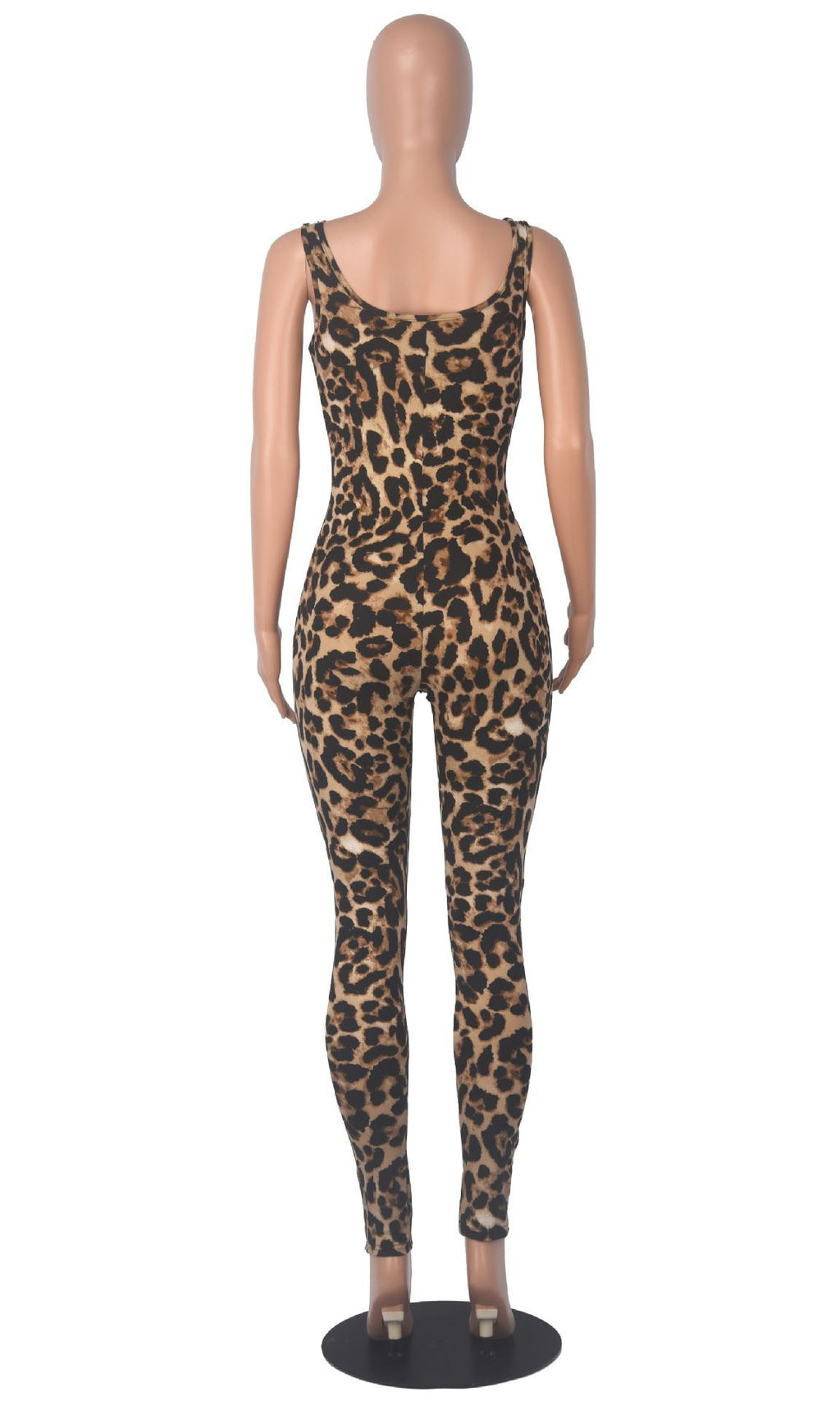 Women's Big U-Neck Sleeveless Printed Jumpsuit