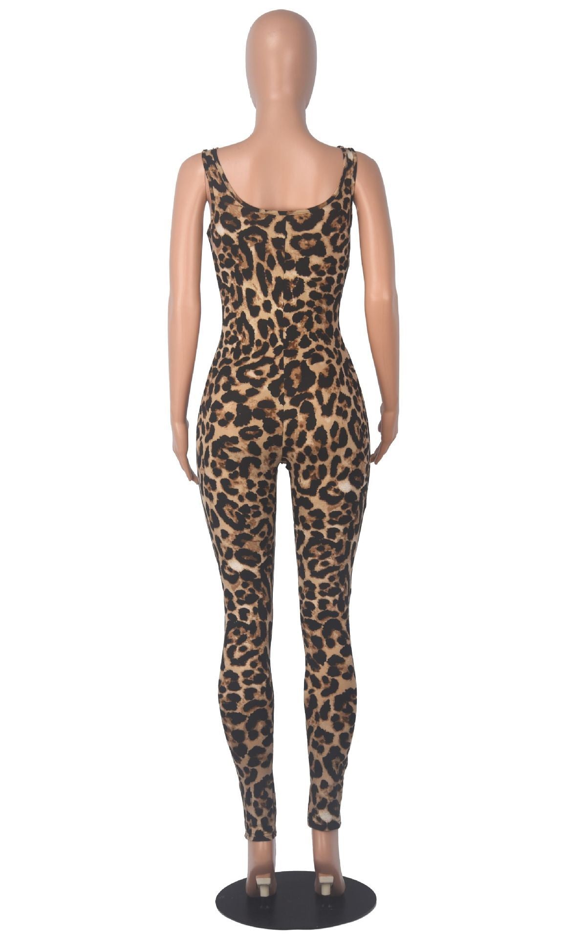 Women's Big U-Neck Sleeveless Printed Jumpsuit