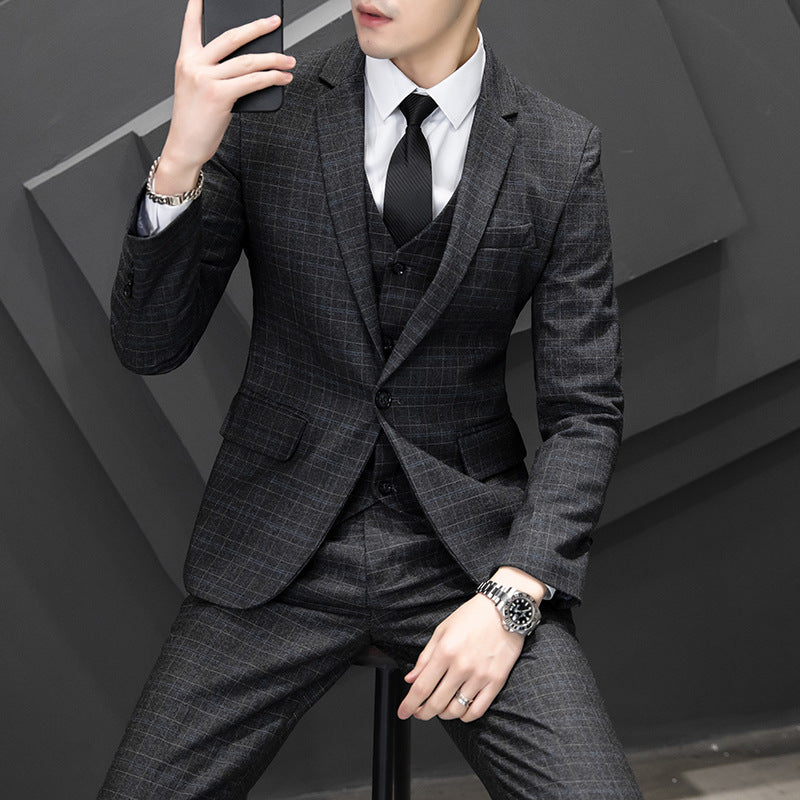 Men's Slim Fit Three-Piece Leisure Suit for Youth