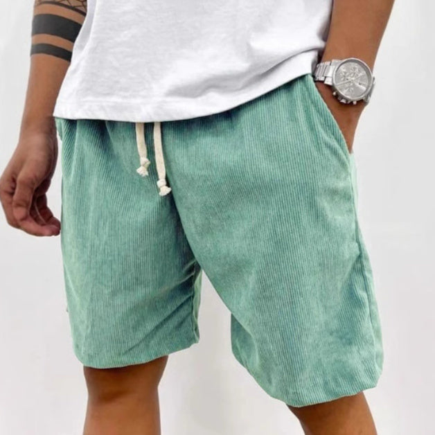 Men's Corduroy Drawstring Shorts with Pockets – Casual Summer Pants
