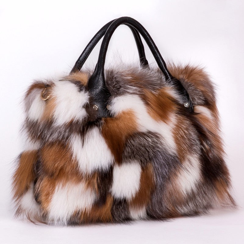 Sac à bandoulière en cuir de vachette et laine avec ceinture décorative
