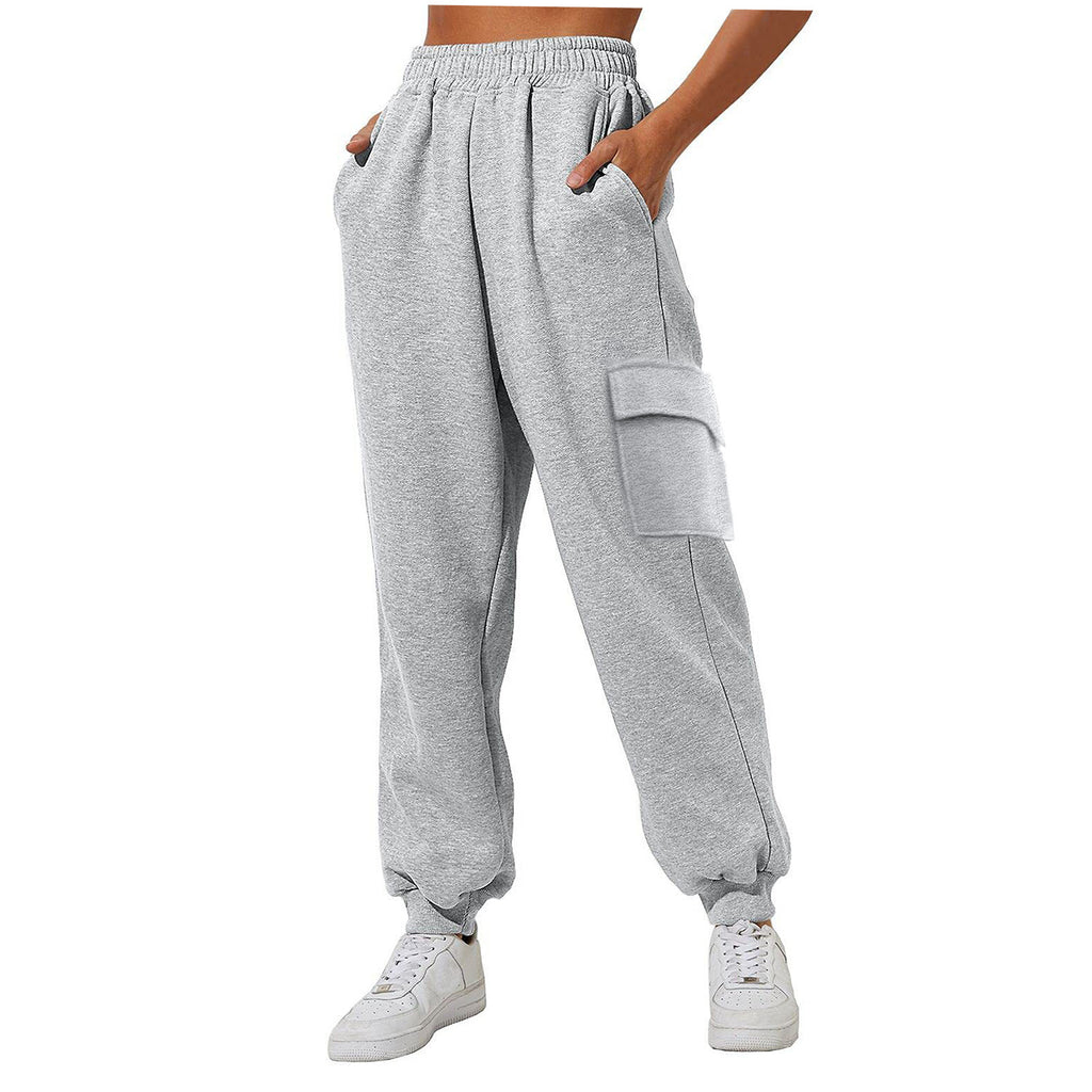 Pantalon de jogging femme taille haute ample en velours matelassé - Vêtement de sport confortable