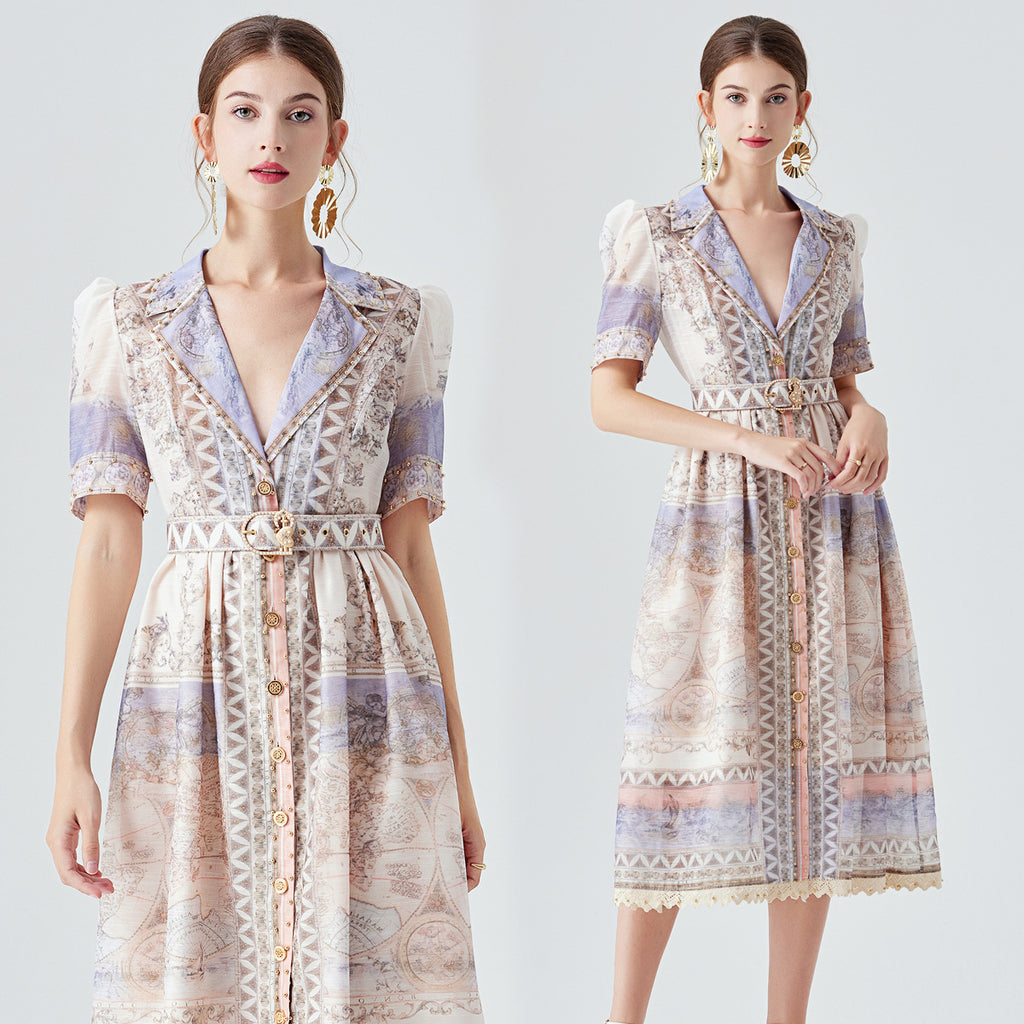 Australian Luxury Midi Dress with Stitching Lace and Beaded Details