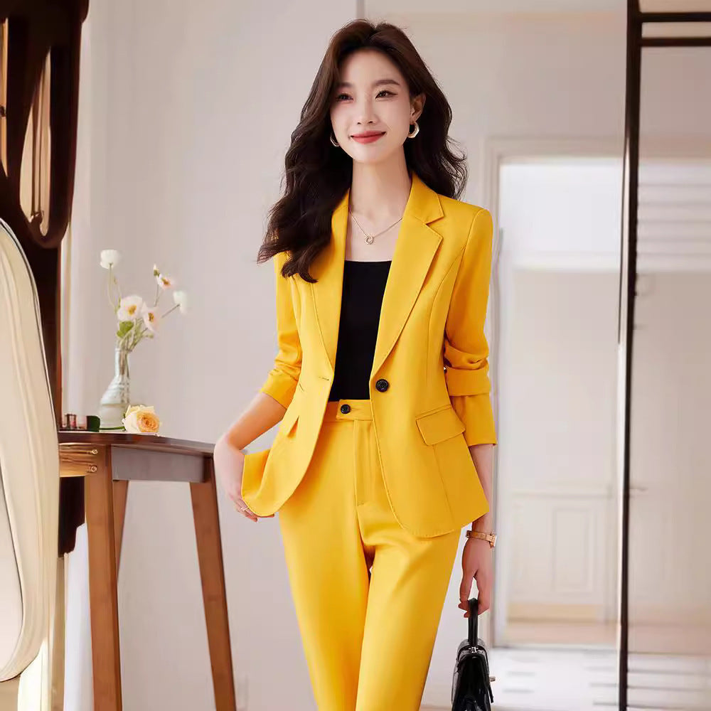 Red Blazer Suit for Women Fall Winter Fashion Temperament Goddess Style