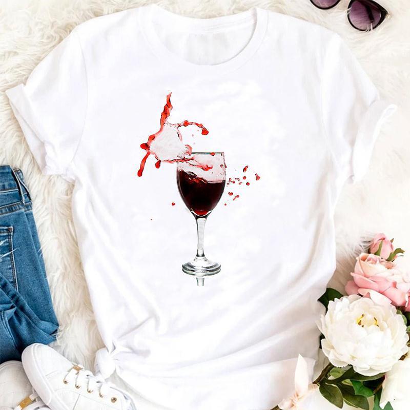 Women’s Wine Print Short Sleeve Casual Top