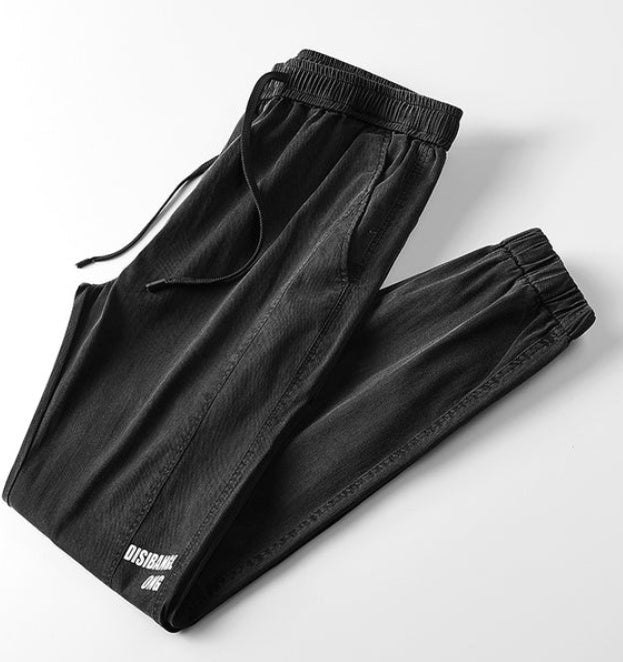 Men's Stretch Black Denim Jeans Mid Waist Slim Fit