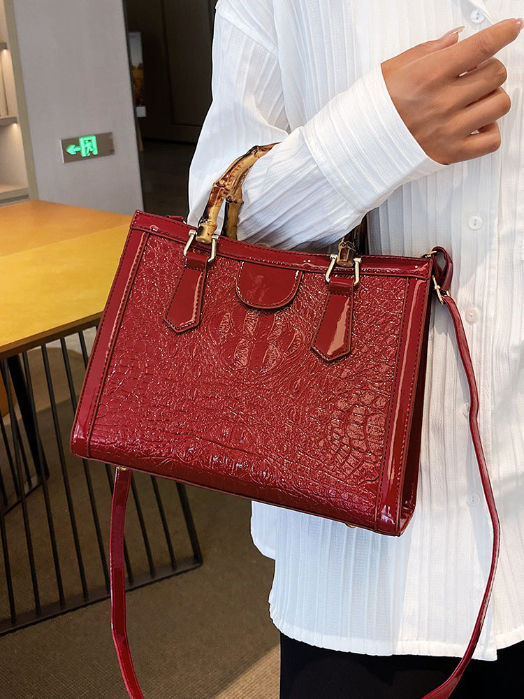 High-End PU Textile Women's Commuter Handbag