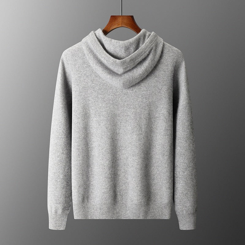Men's Hooded Knitted Sweatshirt & Long Pants Set - Casual Solid Color