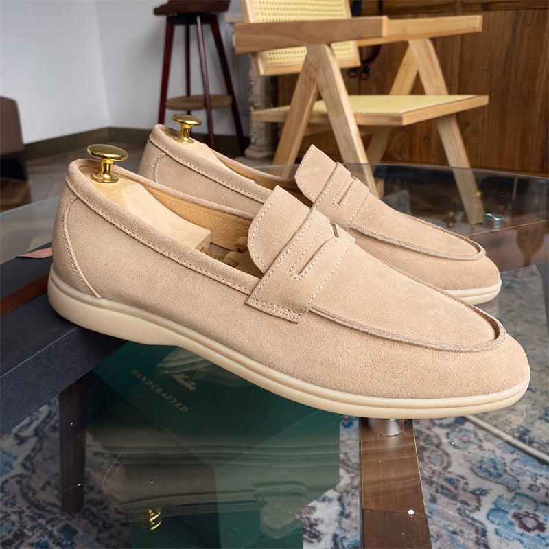 Handmade Genuine Leather Men's Casual Apricot Shoes Size 38-44