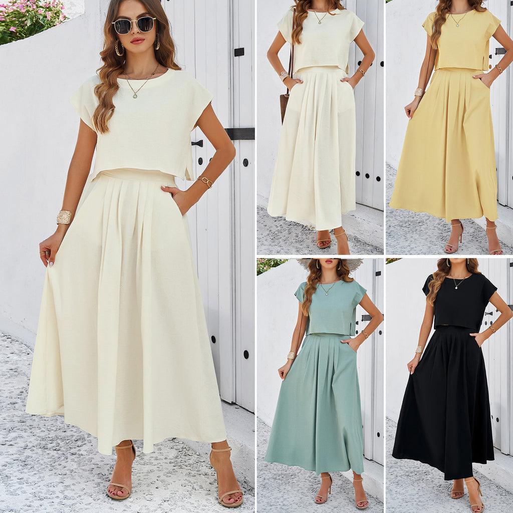 Women's Sleeveless Minimalist Top & Long Skirt Set