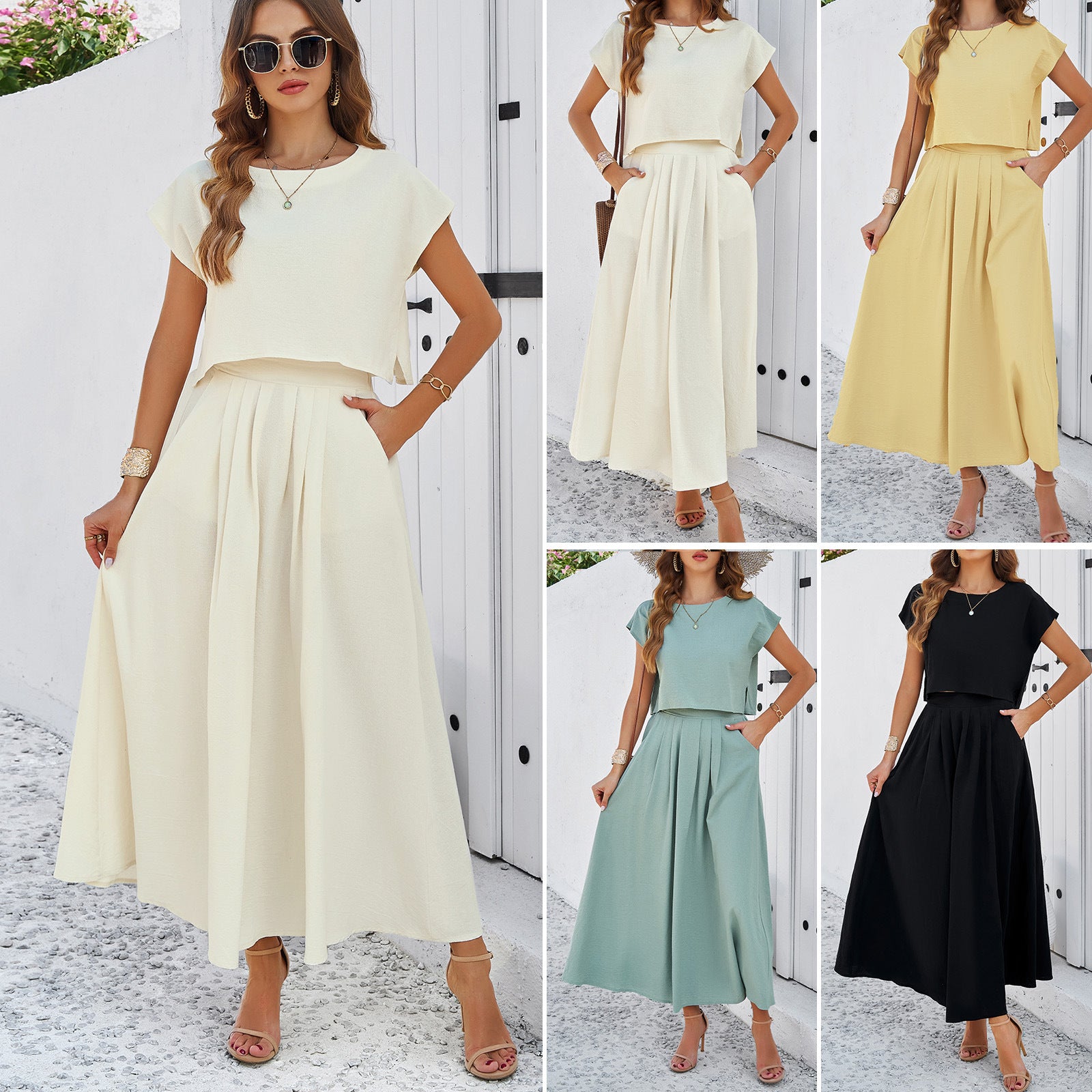 Women's Sleeveless Minimalist Top & Long Skirt Set