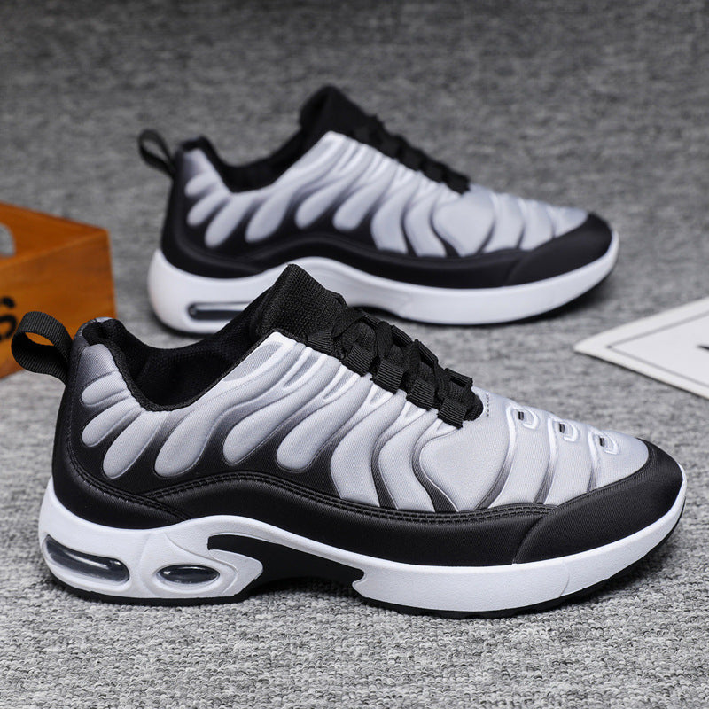 Color-Blocked Men’s Lace-Up Sneakers with Air Cushion for Running & Casual Wear