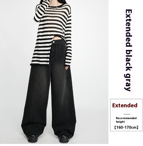 High Waist Loose Wide Leg Draping Denim Trousers Slimming Mop