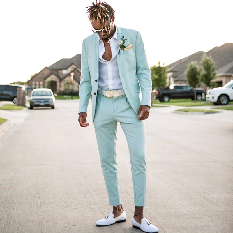 Slim Fit Two-Piece Formal Suit in Solid Colors