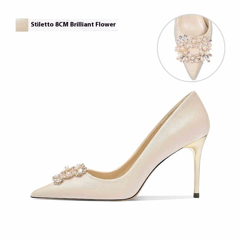 Escarpins de mariée à talons hauts en strass de cristal pour mariage français