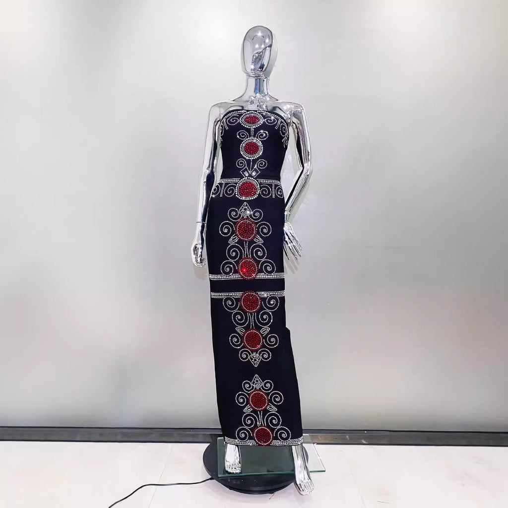 Totem Rhinestone Black Sheath Bandage Evening Dress
