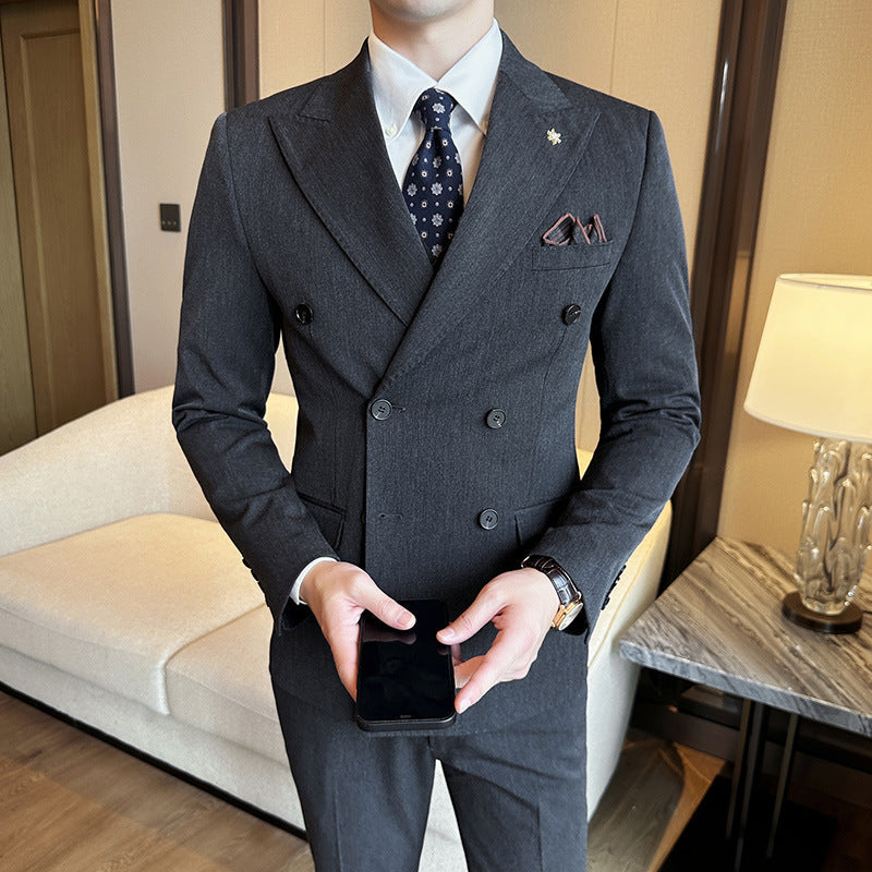 Ensemble deux-pièces ajusté chic décontracté pour homme