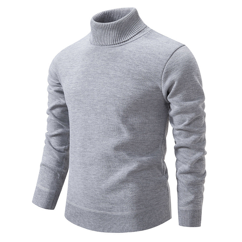 Pull col roulé en maille à manches longues doublé polaire pour homme