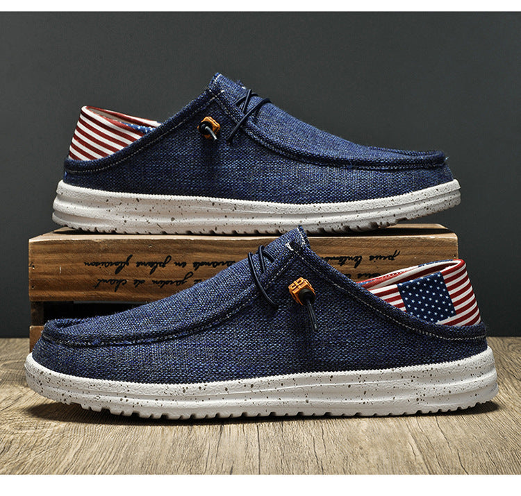 Men's Casual Canvas Shoes Mid Heel Black Blue Beige
