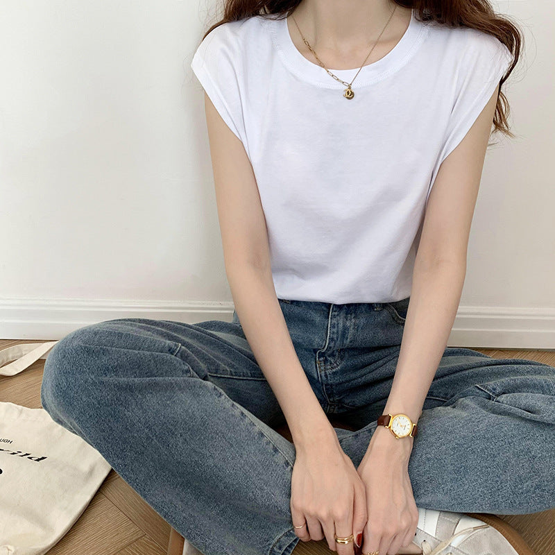 Fashion Black Vest T-Shirt Top Outerwear