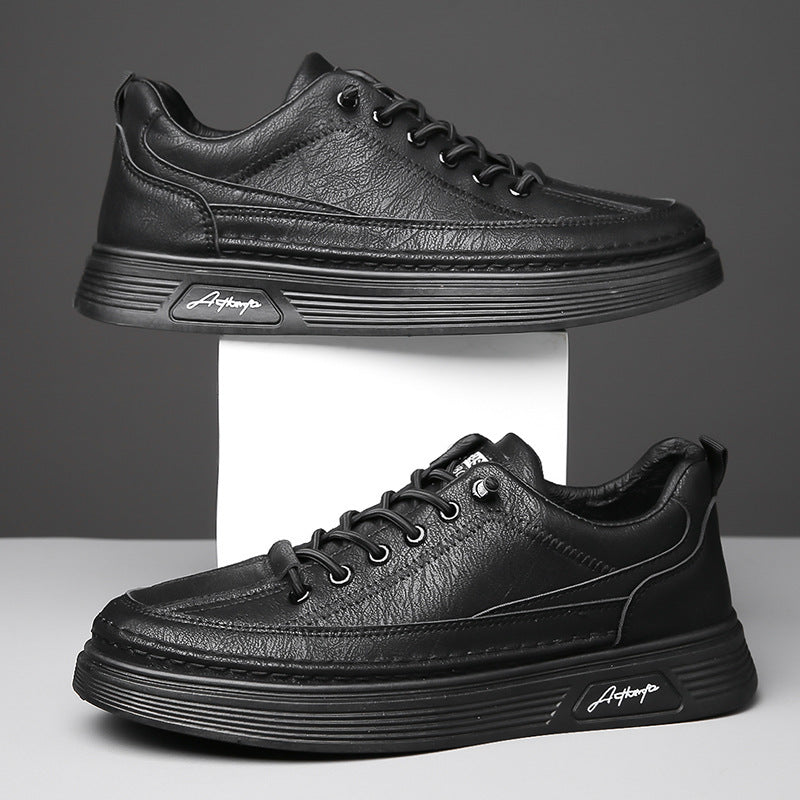 British Style Casual Low-Top Men's Shoes in Black, Gray & Khaki