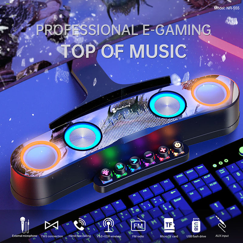 Enceinte Gaming Bluetooth Colorée avec LED et USB, Noire, 350mm