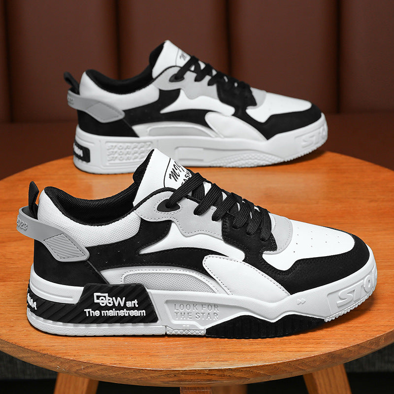 Breathable Men's White Shoes in Beige & Black