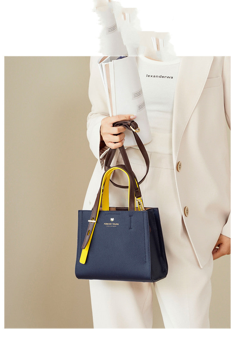 Large Capacity Cow Leather Shoulder Bag for Middle Aged Ladies