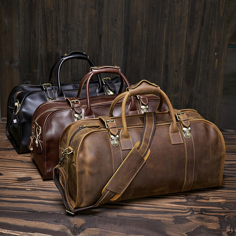Vintage European & American Genuine Leather Travel Bag 18" Portable Backpack